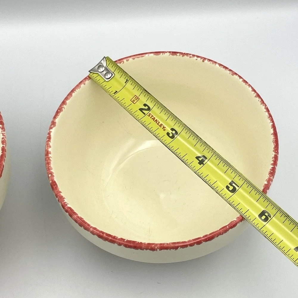 HUABO Farmhouse Mixing Bowls Set Of 2 Country Landscape Rustic Sponge Rim‎